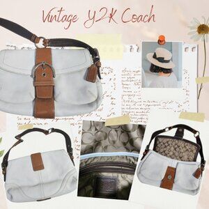 Vintage Y2K White Mini Leather Square Soho Shoulder Bag